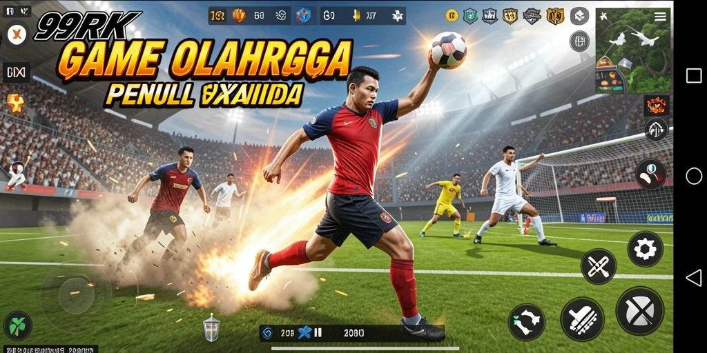 Screenshot menunjukkan aksi seru dalam permainan olahraga 99RK.