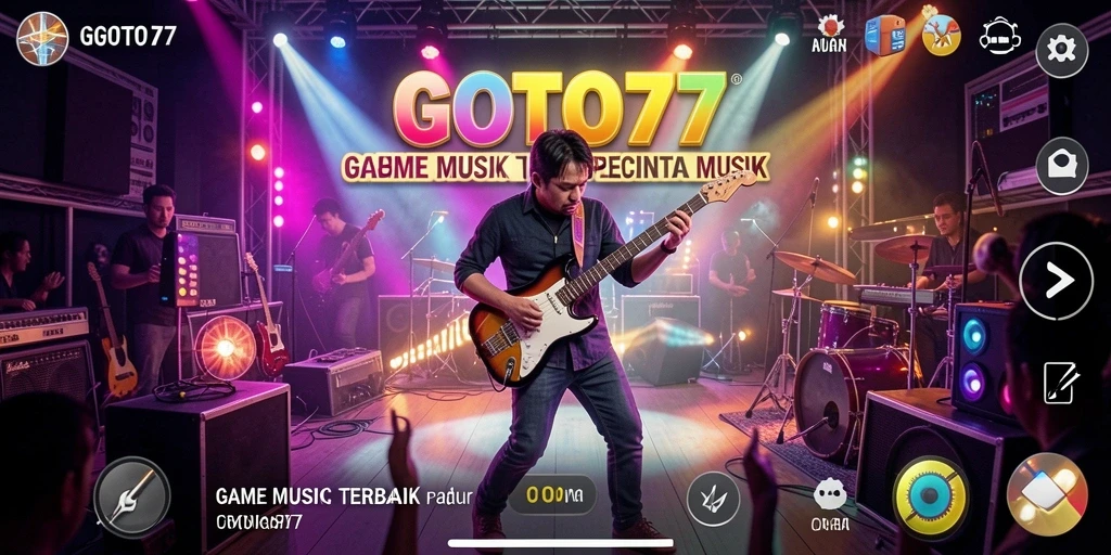 Tangkapan layar utama GOTO77 menampilkan gameplay musik yang interaktif.