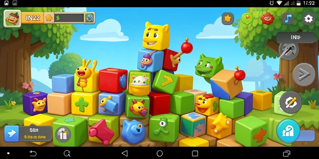 Tampilan gameplay IN22 yang penuh warna dan menarik