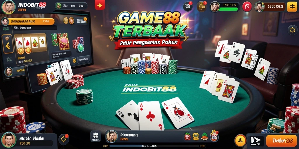 Tampilan gameplay poker yang mendebarkan di INDOBIT88.