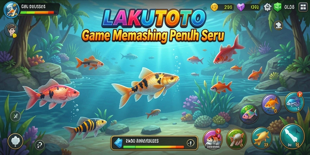 Gameplay LAKUTOTO yang menampilkan aksi memancing yang mendebarkan.