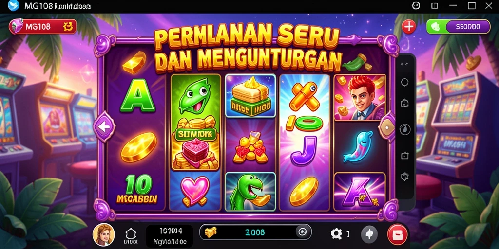 Screenshot utama MG108 menampilkan gameplay slot yang menarik.
