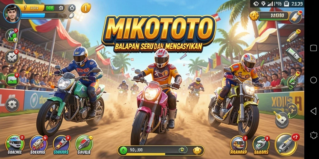 Tampilan gameplay MIKOTOTO yang seru dan menegangkan saat balapan.