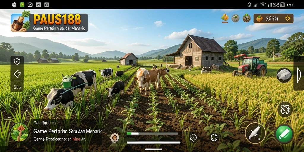 Screenshot PAUS188 menampilkan suasana gameplay pertanian yang mendebarkan.