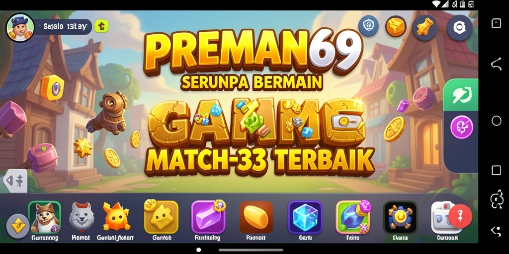 Screenshot PREMAN69 menampilkan gameplay seru dalam tantangan Match-3.