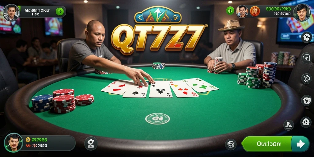 Tampilan gameplay Poker yang seru di QT777.