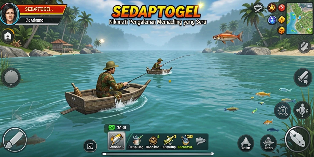 Screenshot SEDAPTOGEL menampilkan gameplay memancing yang menarik dan seru.
