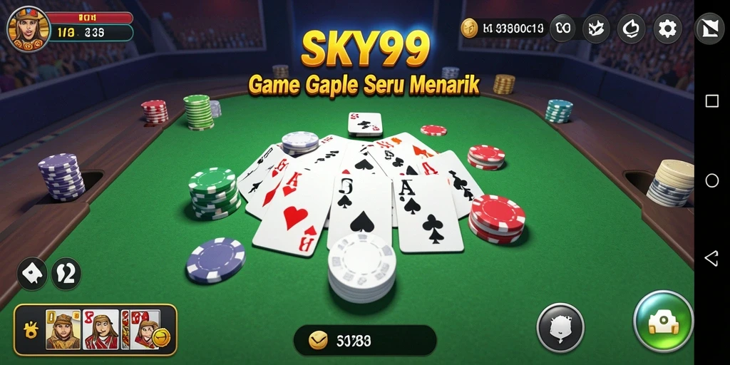 Tampilan gameplay seru dalam permainan Gaple SKY99.