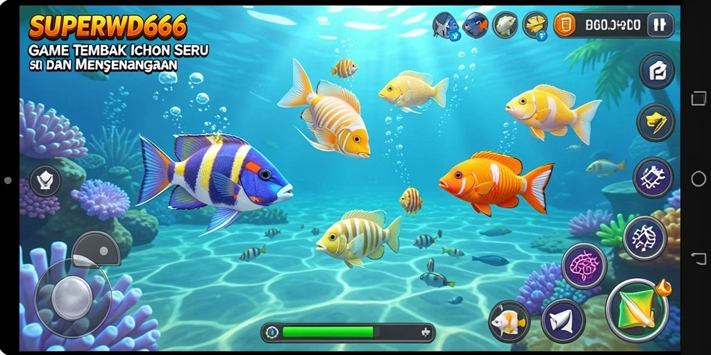 Tampilan gameplay SUPERWD666 yang menampilkan serunya menembak ikan.