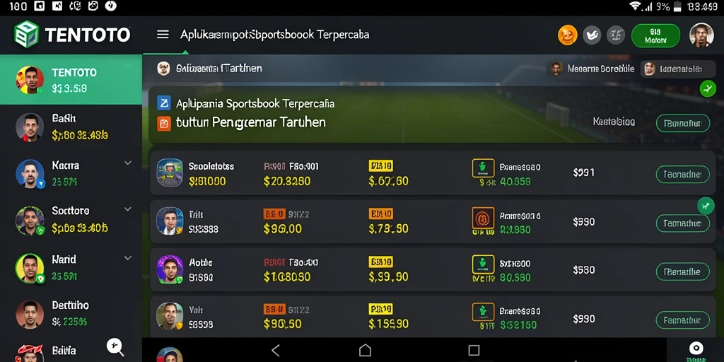 Tampilan gameplay taruhan olahraga di aplikasi TENTOTO.