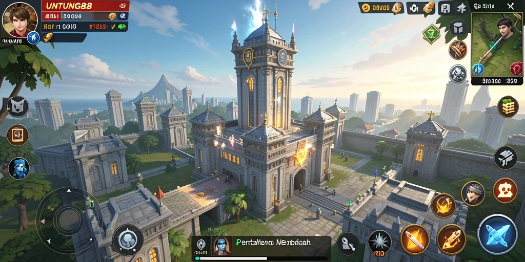 Tampilan aksi gameplay pertahanan menara yang menegangkan di UNTUNG88.