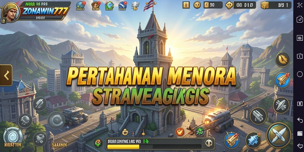 Tampilan gameplay menegangkan dalam ZONAWIN777 sebagai game Tower Defense.